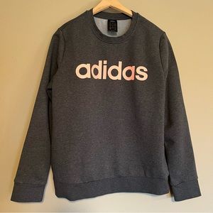 Coral Lettering adidas Dark Grey Crewneck with Large